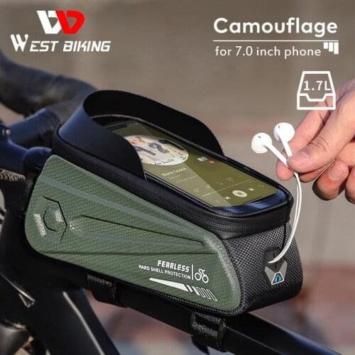 WEST BIKING Bicycle Bag 6.0-7.2 Inch Phone Bag Waterproof Front Frame Cycling Bag Sensitive Touch Screen MTB Bike Accessories