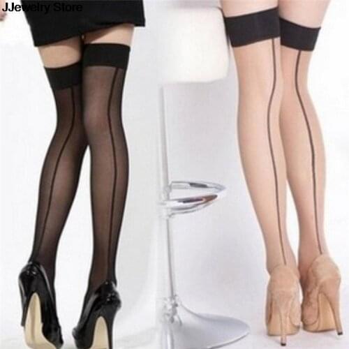 Womens Sexy Perspective Striped Stockings Nylon Stockings Lady Thigh High Pantyhose Long Stocking