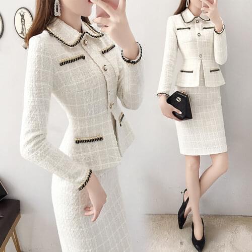 Winter White Woolen Dress Womens Small Fragrance Package Hip Temperament Thickening Dress S-3XL