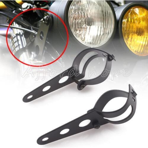 35-43mm 1Pair Motorcycle Streetfighter Headlight Head Fork Tube Lamp Mount Bracket Universal Fit for Metal Clip Fork Ears Black