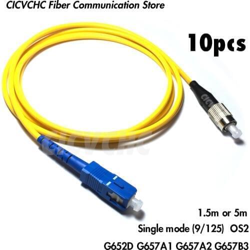 10pcs SC/UPC-FC/UPC Fiber Patchcord-SM(9/125) G657B3, G657A2, G657A1, G652D-3.0mm Cable / Jumper