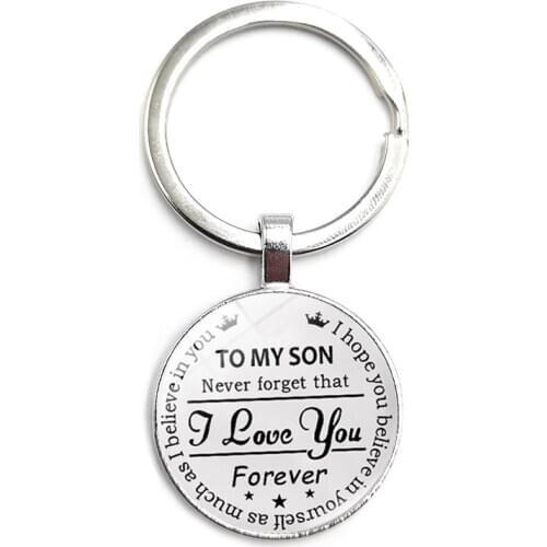2020 Fashion To My Son I Love You Forever Time Glass Pendant Keychain Men and Women Jewelry Keychain