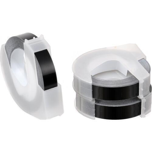 3 rolls Black 3D Embossing Tape Labels 9mm Wide 3 Meters Long Fits for Embossers Mayitr Label Tapes