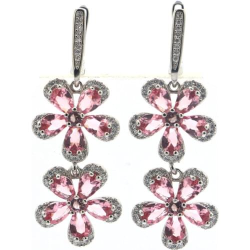 45x13mm Gorgeous European Design 8.9g Created Fire Rainbow Mystic Topaz Golden Citrine Peridot CZ 925 Sterling Silver Earrings