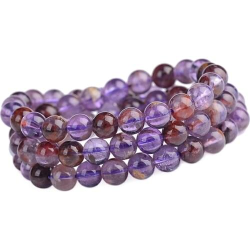 6mm Natural Colorful Auralite 23 Cacoxenite Crystal Round Beads Three Laps Bracelet For Women Men Reiki Phantom Necklace AAAAA