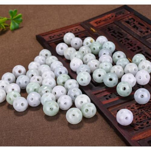 6PC Natural jade Emerald Hollow beads Accessories DIY Bangle Charm Jewellery Fashion Hand-Carved Luck Amulet