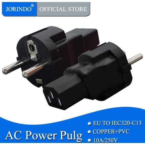 JORINDO EU TO IEC320 C13 Power adapter,EU male to IEC320 C13 female AC plug,EU(4.8MM) 2 pin to PDU/UPS conversion plug,10A 250V