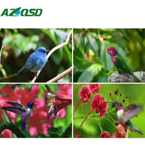 AZQSD Diamond Embroidery Bird Parrot Flower Mosaic 5D Rhinestones Diamond Painting Animal Cross Stitch Handmade Home Decoration