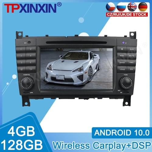 Android 10.0 4GB+128GB For Mercedes Benz C-Class W203 2004 2005 2006 2007 Radio Recorder Multimedia Player Stereo Head Unit GPS