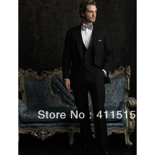 Free shipping/custom made cheap men suits for modern style man design made black vest dress for wedding groom wear tuxedos
