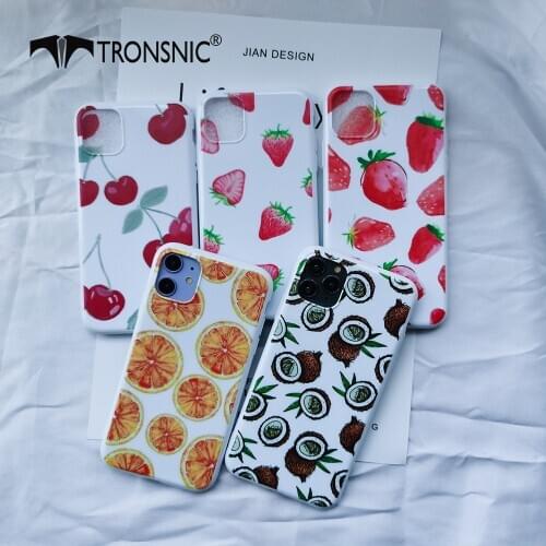 Summer Fruit Coconut Phone Case for iPhone 11 Pro Max XR XS MAX White Shiny Cherry Strawberry Cases for iPhone 7 8 SE Plus Cover