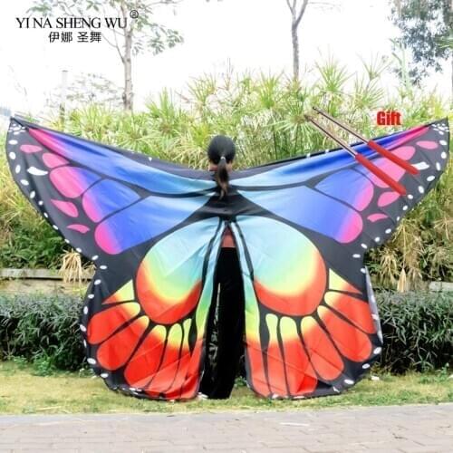 New Bellydance Butterfly Wings For Kids Adults Belly Dance Costume Accessory Colorful Monarch Butterfly Wings With Sticks