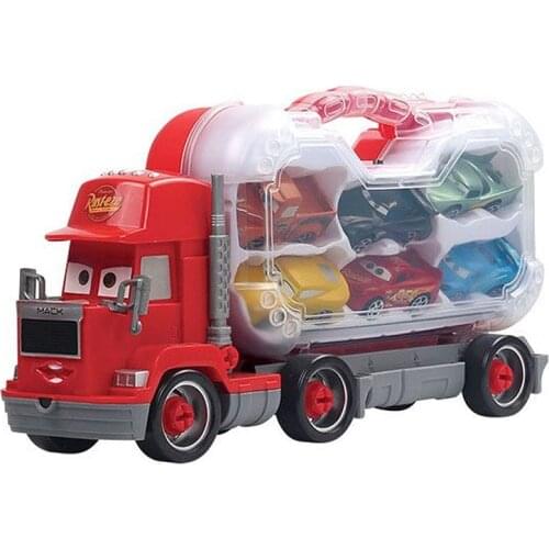 Disney Pixar Cars 3 Lightning McQueen Storage Truck + 6pcs Small Cars Race Cars Toys Kids Gift Diecast Vehicle Metal Alloy