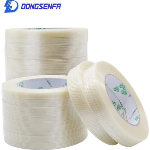 DONGSENFA 1pcs 5cm*5m Transparent Strong Glass Fiber Tape Striped Single Side Adhesive Tape For Packaging Fixed Seal
