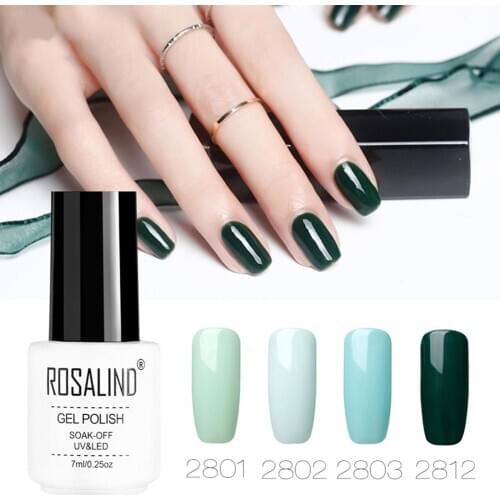ROSALIND 7ML Nail Polish Green Color Series Nail Gel Polish Vernis Semi Permanent Nail Art Gel Nail Varnishes