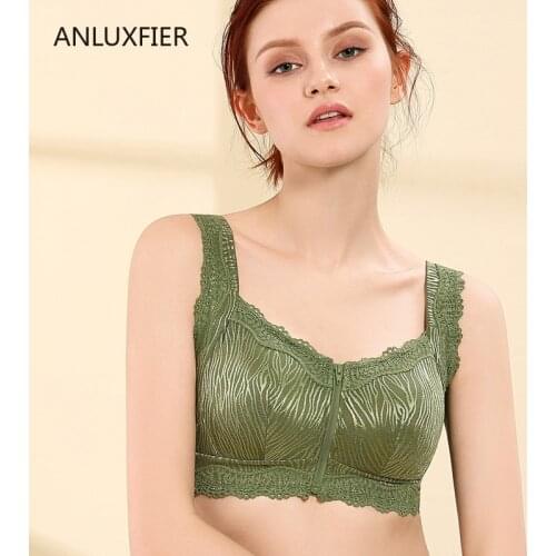 H9640 Front Zipper Bra After Breast Cancer Surgery Full Cup Cotton Special Bras Without Steel Ring Gathered Lace Underwear Bra