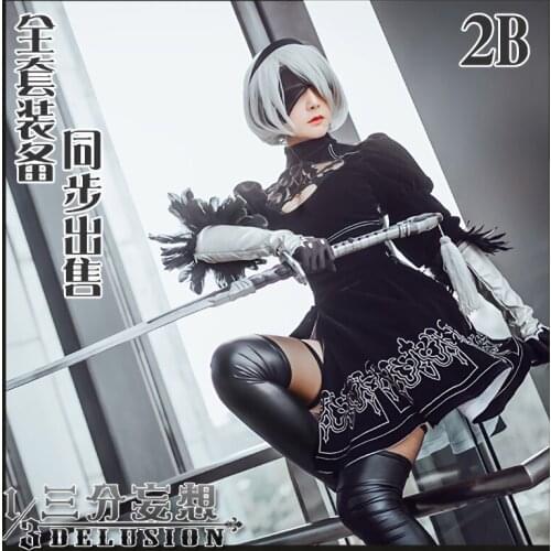 Game NieR 2B NieR: Automata YoRHa No.2 Type B Cosplay Costume Dresses Wig Uniforms Dress Halloween Costumes for Women Girls