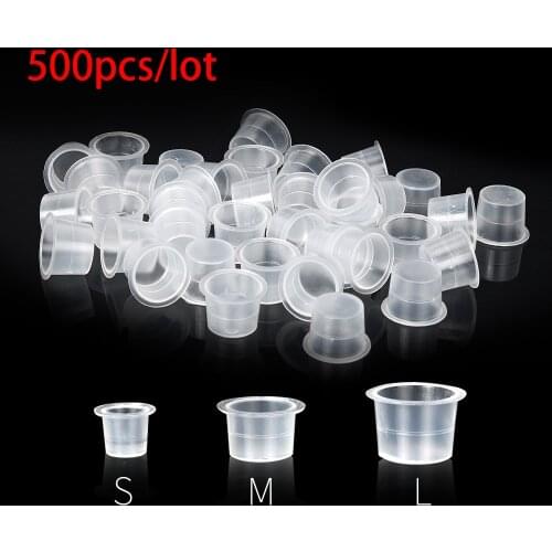 Tattoo Permanent Makeup Ink Cup Cap 500Pcs S M L Pigment Holder Disposable Container Size PMU Plastic White Microblading Pigment