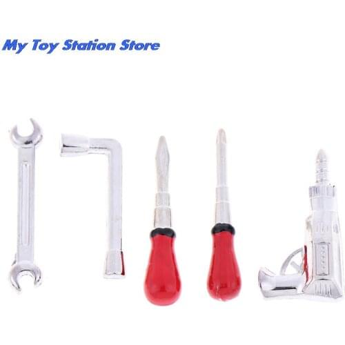 1Set 1/12 Dollhouse Miniature Furniture Alloy Repair Tool Model Pretend Play Classic Toys for Kids Children