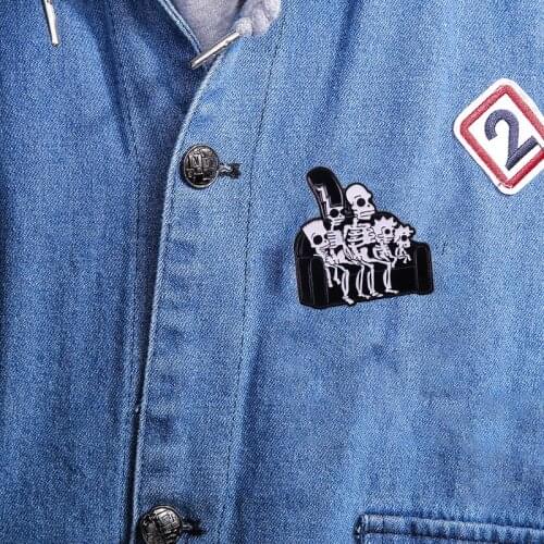 Cartoon Fun Anime Simpsons Enamel Brooch Simpson Skeleton Halloween Christmas Pin Badge Shirts Cowboy Clothes Pins for Friends