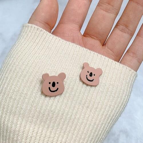 Cartoon Cute Bear Earrings Pin simple temperament earrings niche design earrings clip no hole woman