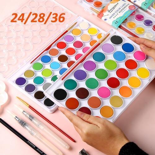 24/36colors Solid Waterolor Paint Set Bright Color Portable Watercolor Pigment Set For Drawing Painting Art