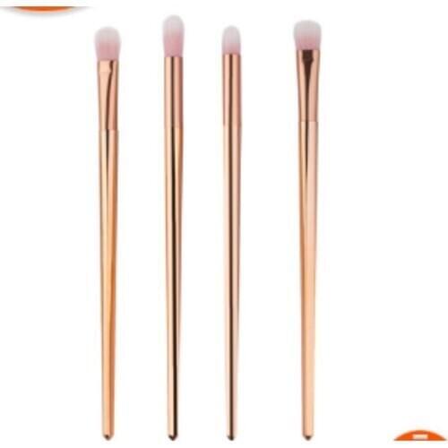 4pcs Nylon/plastic Rose gold Makeup Brushes Set for Foundation Powder Eyeshadow Eyeliner Lip Brush Tool hot sale /by dhl 100sets