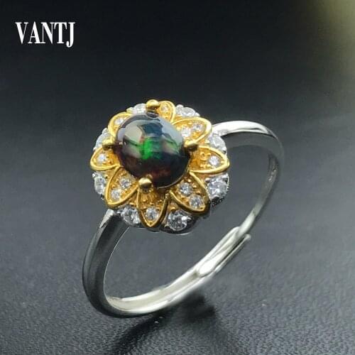 Natural Black Opal Rings 925 Sterling Silver Gemstone for Women Wedding Engagement Gift Fine Jewelry