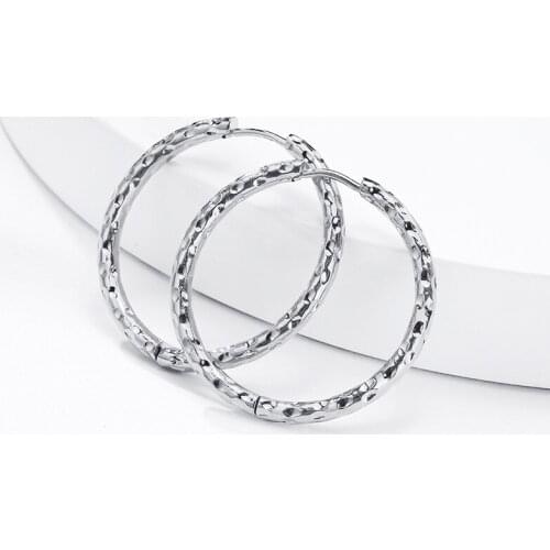 One pair EH298 Silver Stainless Steel Round Wire Chain Earring Hoop Men Women Charming Jewelry 2.5mm 20mm/30mm