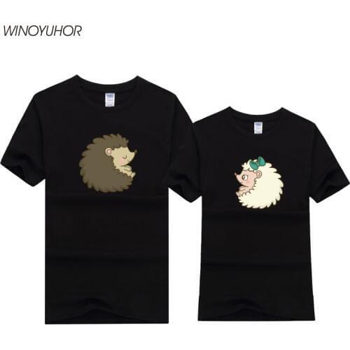 Harajuku Casual Funny Womens T-shirt Short Sleeve Hedgehog Print Korean Style Tees Cartoon Couple Clothes Plus Size