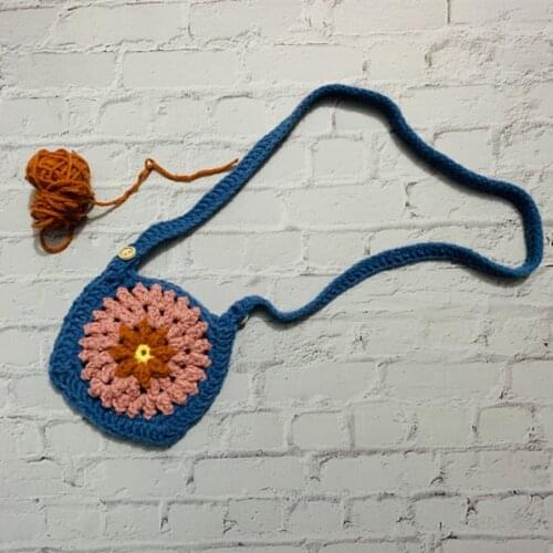 Handmade crochet Little girl hand bag messenger bag Little girls birthday present Christmas gift 5.5in