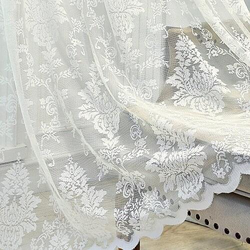 European Style Curtains for Living Dining Room Bedroom White Lace Morden Tulle Lace Curtains Finished Product Customization