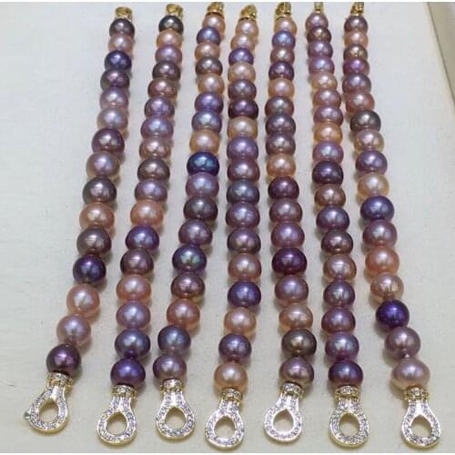 Sinya Natural freshwater 9.5-10mm Colorful pearls bracelets classical desigh best gift for Mom women lover