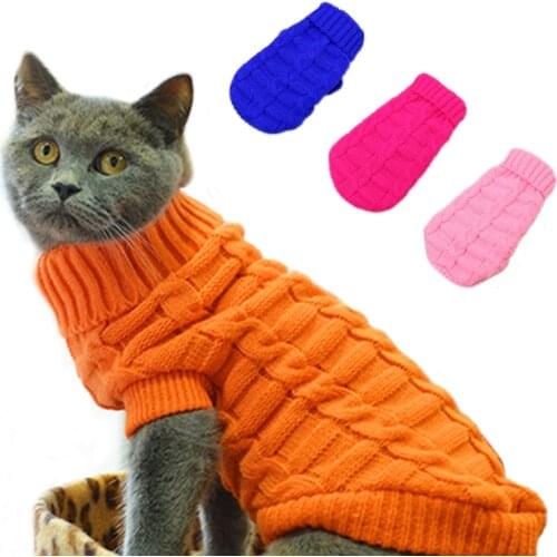 Cable Knit Turtleneck Sweater Cats Sweater Pullover Knitted Clothes Pet Sweater for Small Dogs Puppy Cats Kitten Kitty Chihuahua