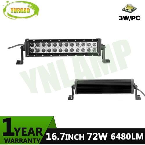 YNROAD 72w 16.7inch SCREW TYPE Dual row Led Light Bar Driving Offroad Light Spot/flood 10V- 30V for 4x4 ATV UTV TRUCK 4WD