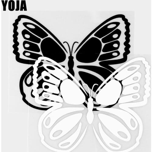 YOJA 12.1×10CM Beautiful Butterfly Vinyl Decal Cartoon Animals Car Stickers Black/Silver 19C-0329