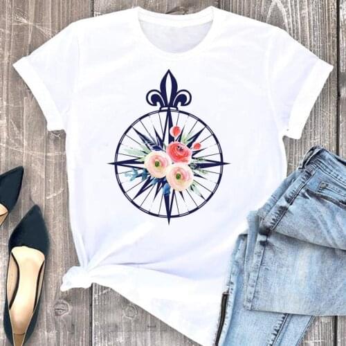 Women Clothes Flower Vintage Cute Ladies 90s Cartoon Fashion Short Sleeve Summer Print Tshirt Female Tee Top Graphic T-shirt