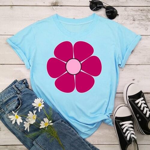 Flower Women Summer Print Lady T-shirts Top T Shirt Ladies Womens Graphic Female Tee T-Shirt TX8211