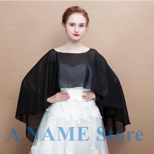 ISHSY Women Chiffon Asymetric Wedding Bridal Bolero Cover Up for Evening Prom Bridesmaid Wraps Capes Veste Chaqueta Accessories