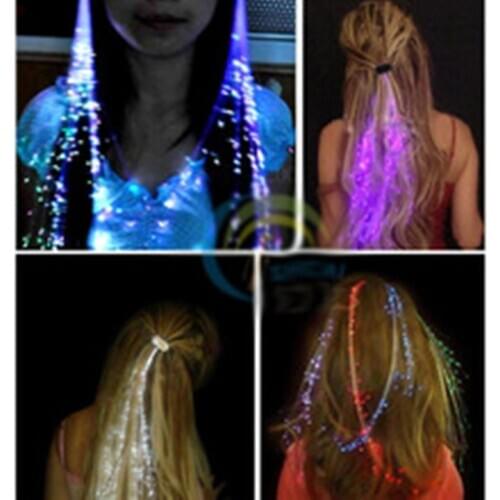 3pcs Glow Blinking Hair Clip Flash LED Braid Show Party Decoration Colorful Luminous Braid Optical Fiber Wire Hairpin Christmas