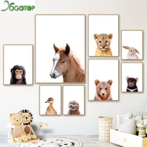 Nordic Bear Rabbit Tiger Horse Monkey Animals diy diamond painting 5D Full mosaic Diamond Embroidery Baby Kids Room Decor YY2151