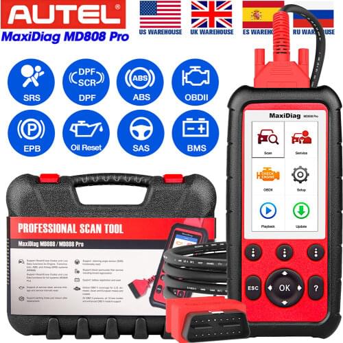Autel MaxiDiag MD808 Pro All System OBDII Scanner Oil Reset Registration, Parking Brake Pad Relearn,SAS,SRS,ABS,EPB,DPF,BMS