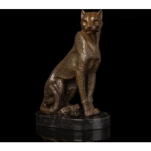 44 CM Western Art Deco Bronze Leopard Panther Lion Abstract Animal Art Sculpture