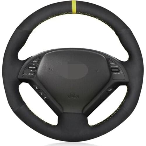 Car Steering Wheel Cover Non-Slip Black Suede For Infiniti G G25 G35 G37 EX EX35 EX37 Q Q40 Q60 QX50 (US) 2014-2018