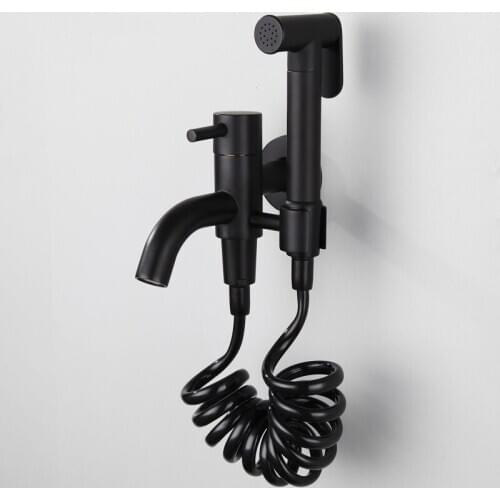 Black Toilet Brass Hand Held Bidet Spray Shower Head Douche Kit Copper faucet Sprayer Jet Tap with Holder,Cold or Hot water-224