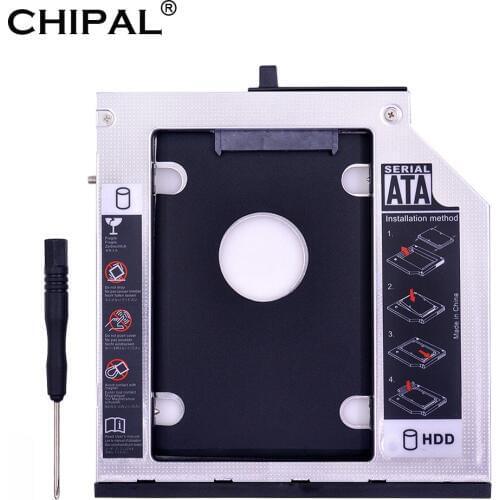 CHIPAL Aluminum SATA 3.0 2nd HDD Caddy 9.5mm for 2.5" SSD Case HDD Enclosure for Lenovo ThinkPad T400 T500 W500 T410 CD DVD ROM