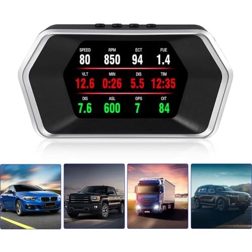 Dual System Head Up Display Digital Car Speedometer Tachometer Oil Coolant Temp Turbo Boost Display OBD2 HUD GPS Smart Gadgets