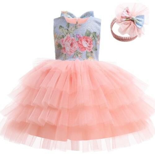 Toddler Girls Dress For Baby Sequins Bowknot Backless Lace Princess Dress Children Evening Party Gown Infant 1st Birthday Dres