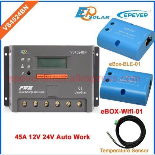 EPEVER solar controller EPSolar VS4524BN 12v 24v auto work with temperature sensor and wifi BOX bluetooth function 45A 45amp