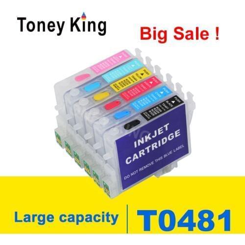 Toney King Refill Ink Cartridge T0481 T0482 T0483 T0484 T0484 T0486 For Epson Stylus Photo R200 R220 Printer